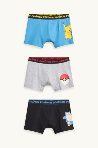 Enfants garçons - Lot de 3 - Pokémon - caleçons - bleu  / gris