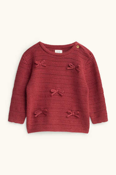 Baby Mädchen - Schleife - Baby-Pullover - bordeaux
