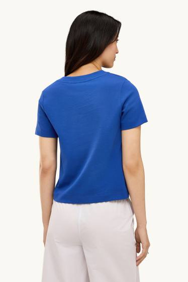 Women - V-neck T-shirt - slim fit - blue