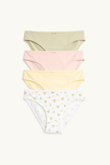 Femmes - Lot de 4 - culottes - blanc / jaune