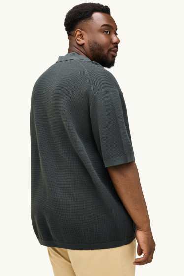 Home - Polo - relaxed fit - texturat - gris fosc