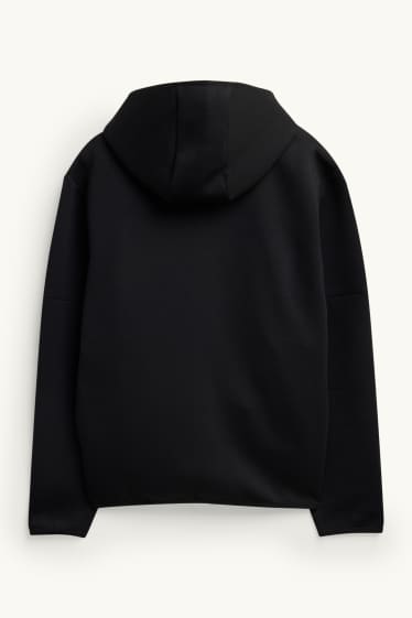 Hommes - Sweat zippé en molleton avec capuche - noir