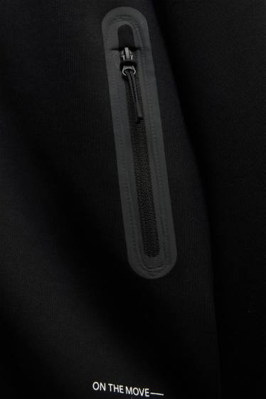 Hommes - Sweat zippé en molleton avec capuche - noir