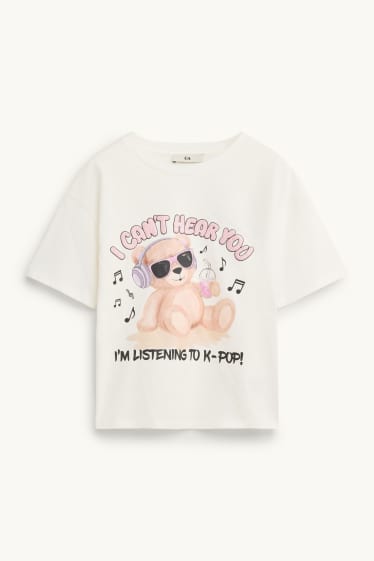 Kinder Mädchen - K-Pop - Kurzarmshirt - weiß
