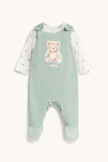 Unisexe - Ourson - ensemble avec grenouillère - 2 pièces - vert clair