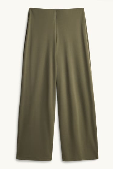 Damen - Stoffhose - Mid Waist - Palazzo - khaki