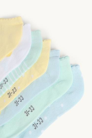 Kinder Mädchen - Multipack 7er - Zitrone - Sneakersocken mit Motiv - hellblau