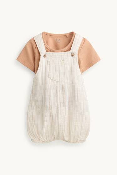 Baby Jungen - Palme - Baby-Outfit - 2 teilig - orange / cremeweiss