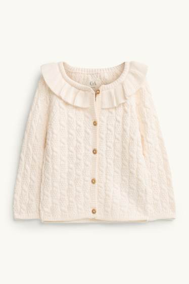 Baby Mädchen - Baby-Strickjacke - Zopfmuster - cremefarben