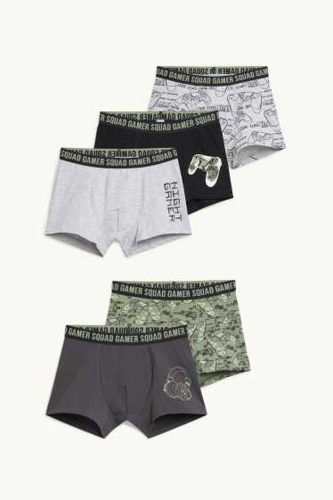 Children Boys - Multipack of 5 - gaming - boxer shorts - gray / black