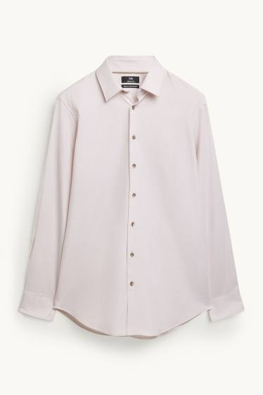 Heren - Business-overhemd - regular fit - kent - strijkvrij - beige