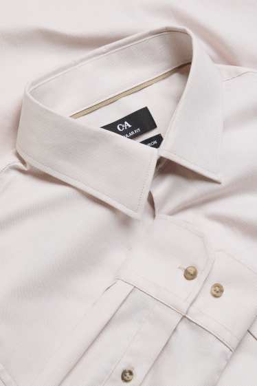 Heren - Business-overhemd - regular fit - kent - strijkvrij - beige