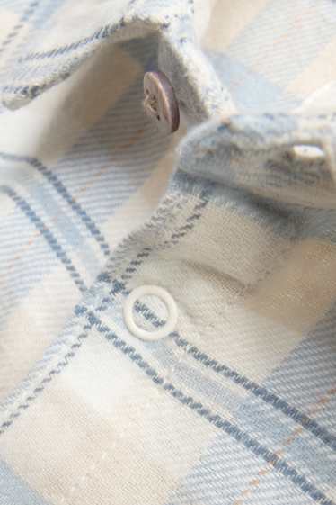 Baby: jongens - Flanellen babyoverhemd - geruit - beige / blauw