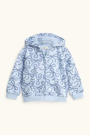 Enfants filles - Nœud - Sweat zippé en molleton avec capuche - bleu clair