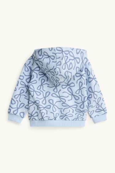 Enfants filles - Nœud - Sweat zippé en molleton avec capuche - bleu clair