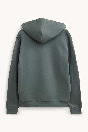 Hommes - Sweat zippé en molleton avec capuche - vert