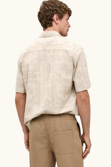 Men - Shirt - relaxed fit - lapel collar - patterned - beige