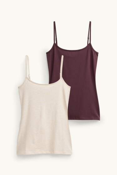 Dames - Set van 2 - top - zwart / beige