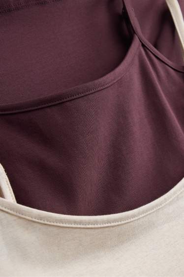 Dames - Set van 2 - top - zwart / beige