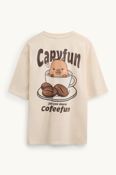 Damen - T-Shirt - Oversized - CapyFun - beige