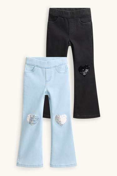 Nena - Paquet de 2 - cors - jeggings acampanats - efecte brillant - texà blau