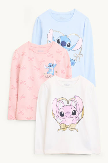 Nena - Paquet de 3 - Lilo & Stitch - samarreta de màniga llarga - blau/rosa