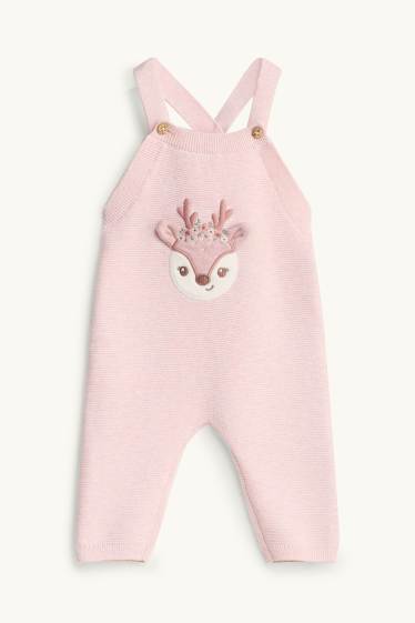 Baby Mädchen - Rentier und Blümchen - Baby-Outfit - 2 teilig - rosa