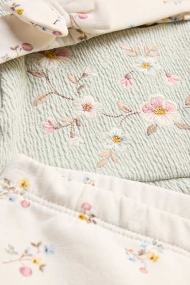 Baby Mädchen - Blümchen - Baby-Outfit - 3 teilig - hellgrün