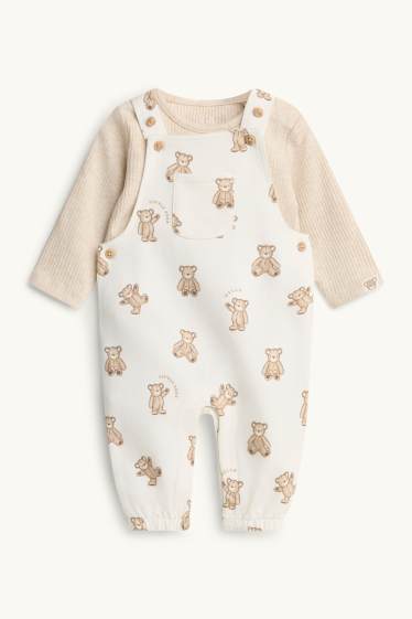 Baby Boys - Teddy bear - newborn outfit - 2 piece - cremewhite