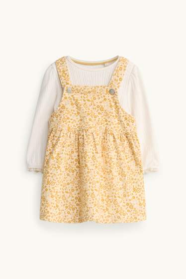 Bébés filles - Petites fleurs - tenue bébé - 2 pièces - jaune