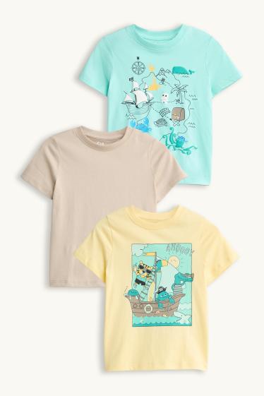 Enfants garçons - Lot de 3 - bateau - T-shirt - beige
