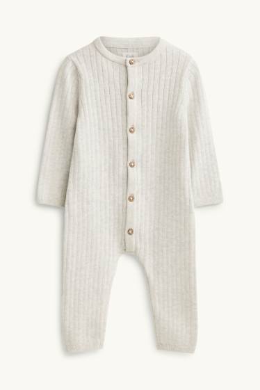 Unisex - Baby-Strick-Jumpsuit - gerippt - hellgrau
