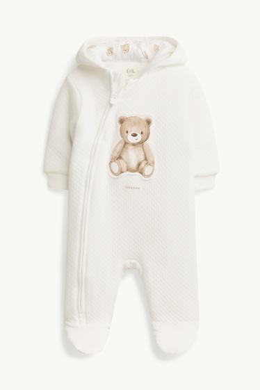 Unisexe - Ours en peluche - combinaison bébé - texturée - blanc crème