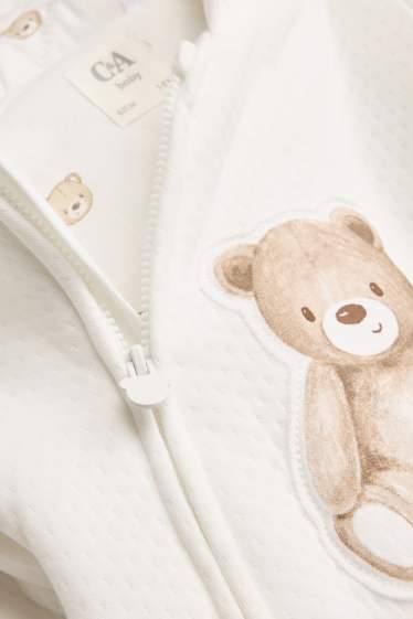 Unisexe - Ours en peluche - combinaison bébé - texturée - blanc crème