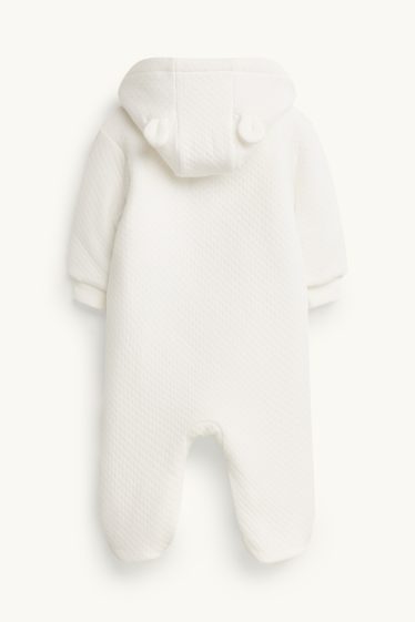 Unisexe - Ours en peluche - combinaison bébé - texturée - blanc crème