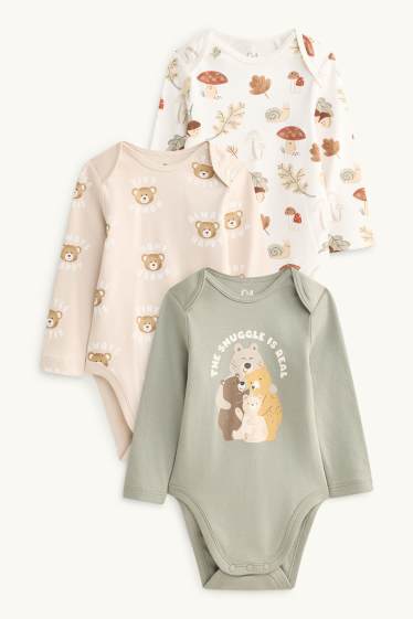 Unisex - Set van 3 - bosdieren - rompertje - wit