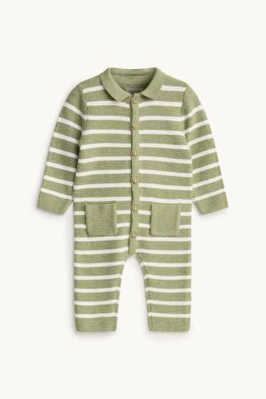 Bébés garçons - Combinaison en maille pour bébé - à rayures - blanc / vert
