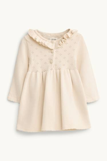 Baby Mädchen - Baby-Strick-Kleid - cremefarben