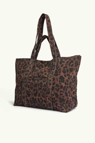Women - Large shopper - leopard print - dark brown