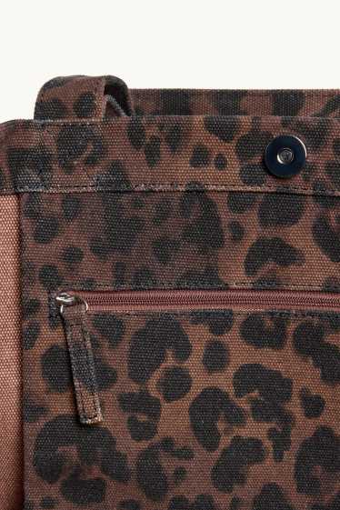 Women - Large shopper - leopard print - dark brown