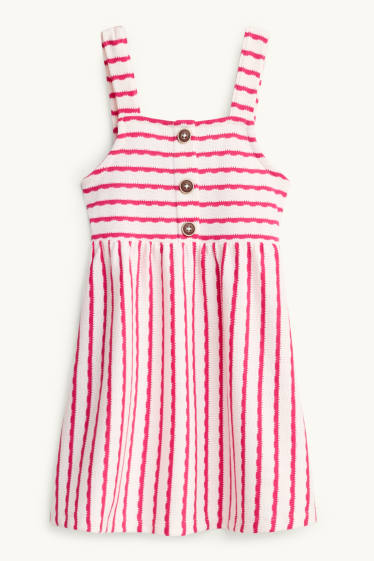 Bambine - Vestito in maglia - a righe - bianco / fucsia