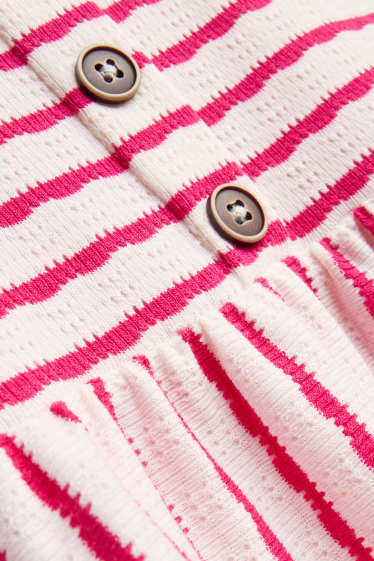 Bambine - Vestito in maglia - a righe - bianco / fucsia