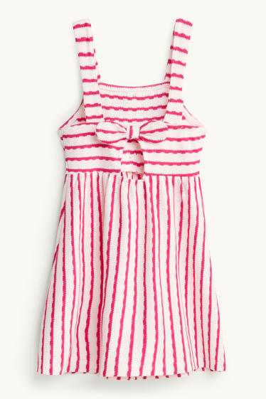 Bambine - Vestito in maglia - a righe - bianco / fucsia