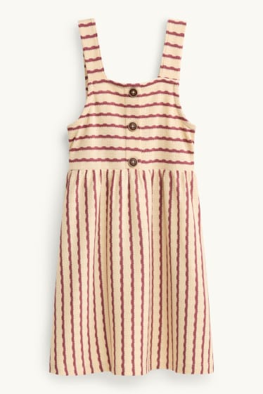 Bambine - Vestito in maglia - a righe - beige / bordeaux