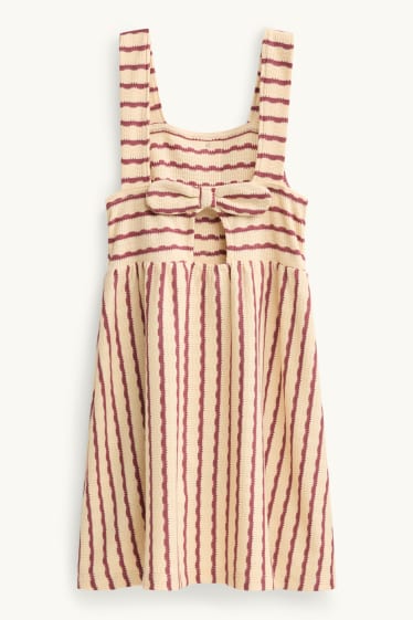 Bambine - Vestito in maglia - a righe - beige / bordeaux