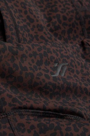 Damen - Sport-Leggings - 4 Way Stretch - Leo-Print - UV-Schutz - dunkelbraun