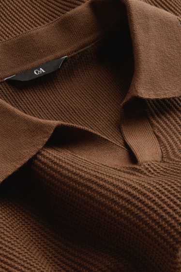Herren - Strick-Poloshirt - gerippt - braun