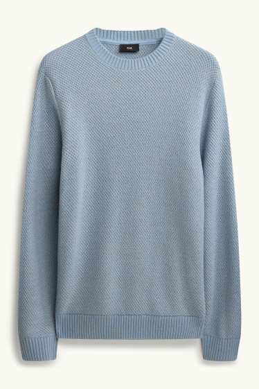 Hommes - Pull - finition texturée - bleu clair
