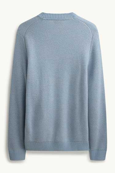 Hommes - Pull - finition texturée - bleu clair