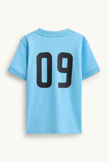Kinder Buben - Argentinien - Kurzarmshirt - gestreift - weiß / hellblau